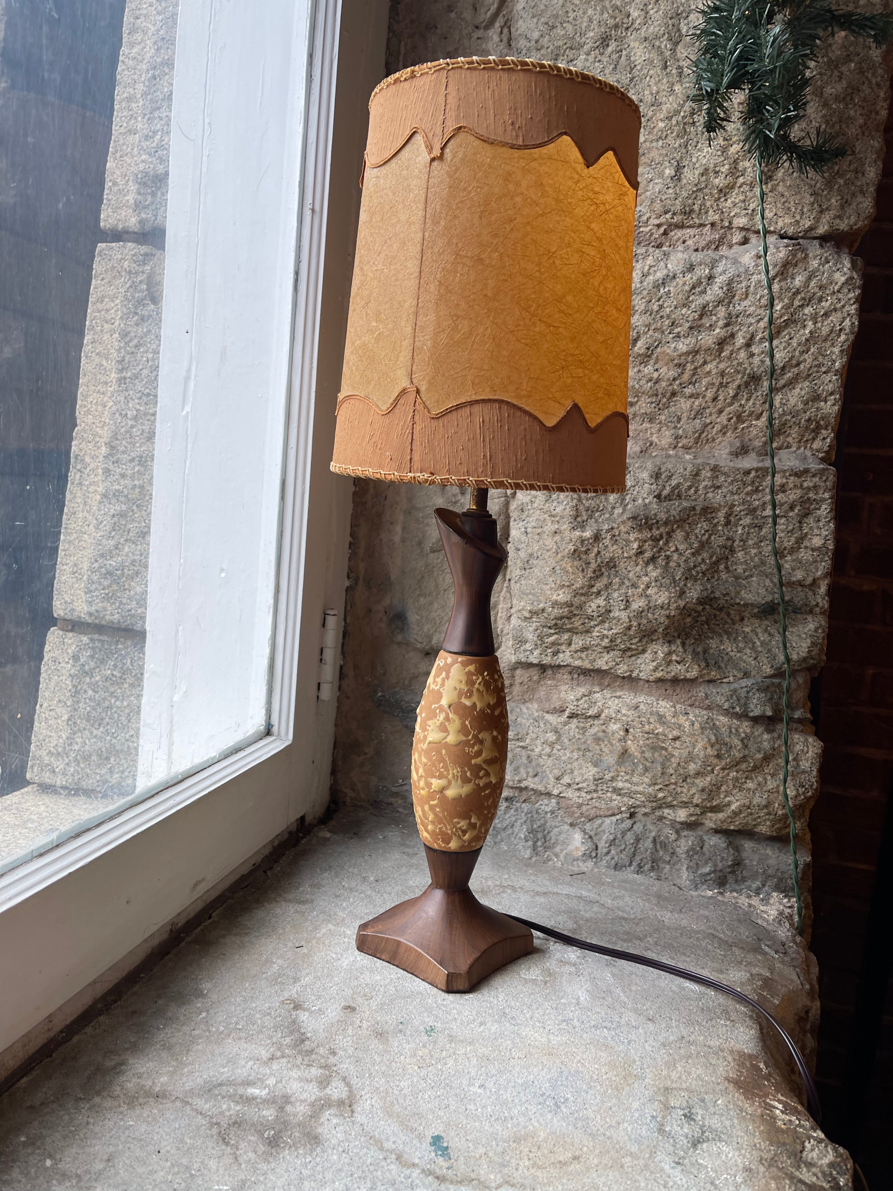 Beige & Brown Midcentury Lamp