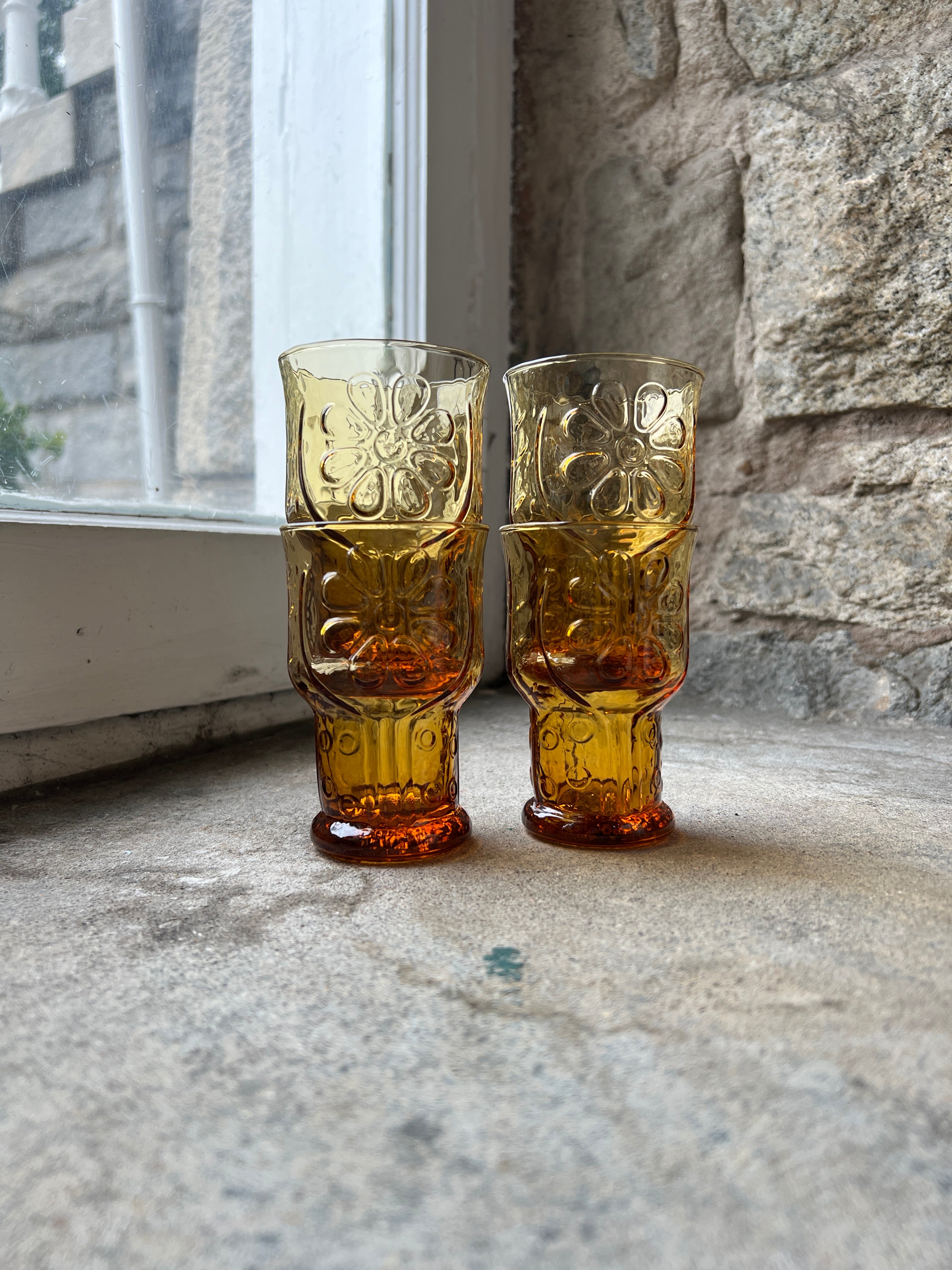 Libbey Amber Country Garden Glasses