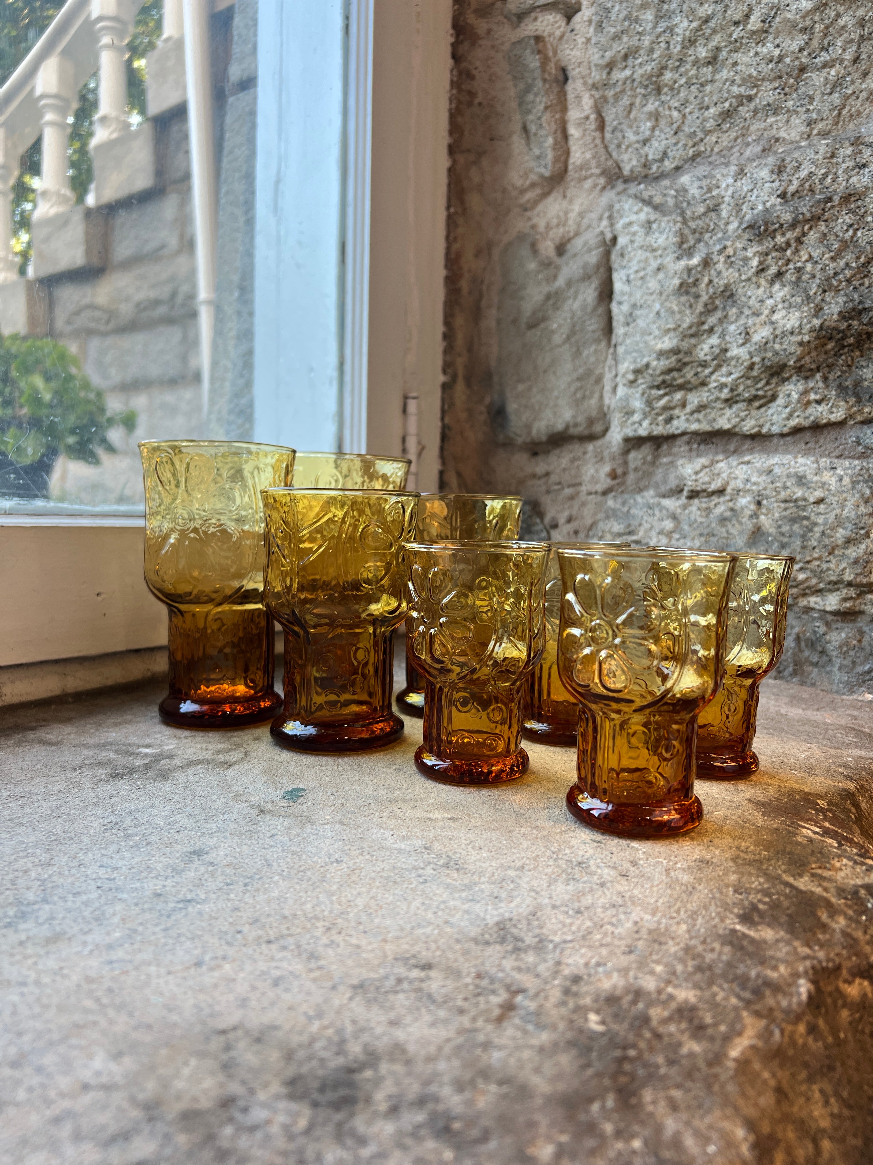Libbey Amber Country Garden Glasses