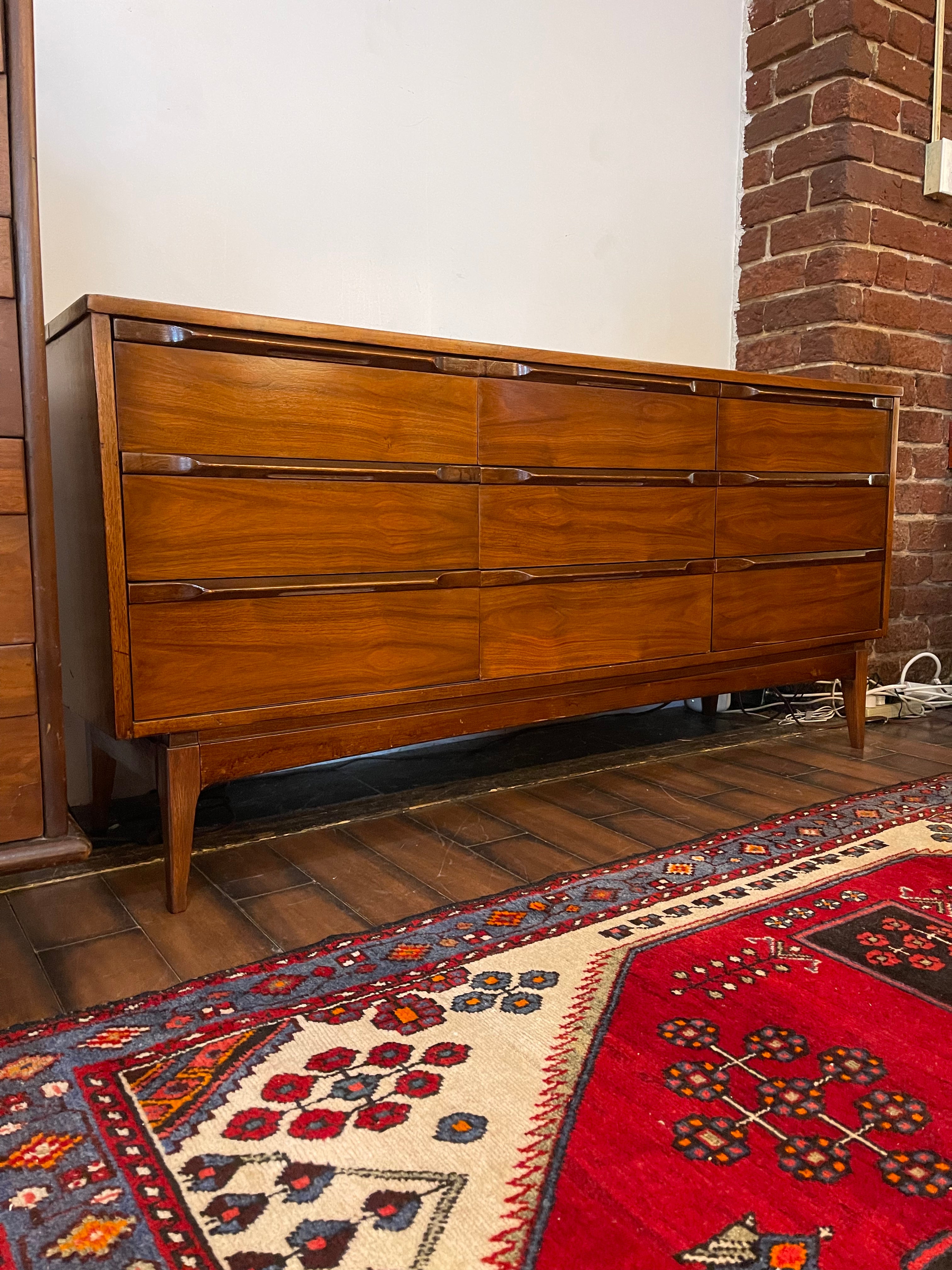 Walnut Flared Pull Low Chest