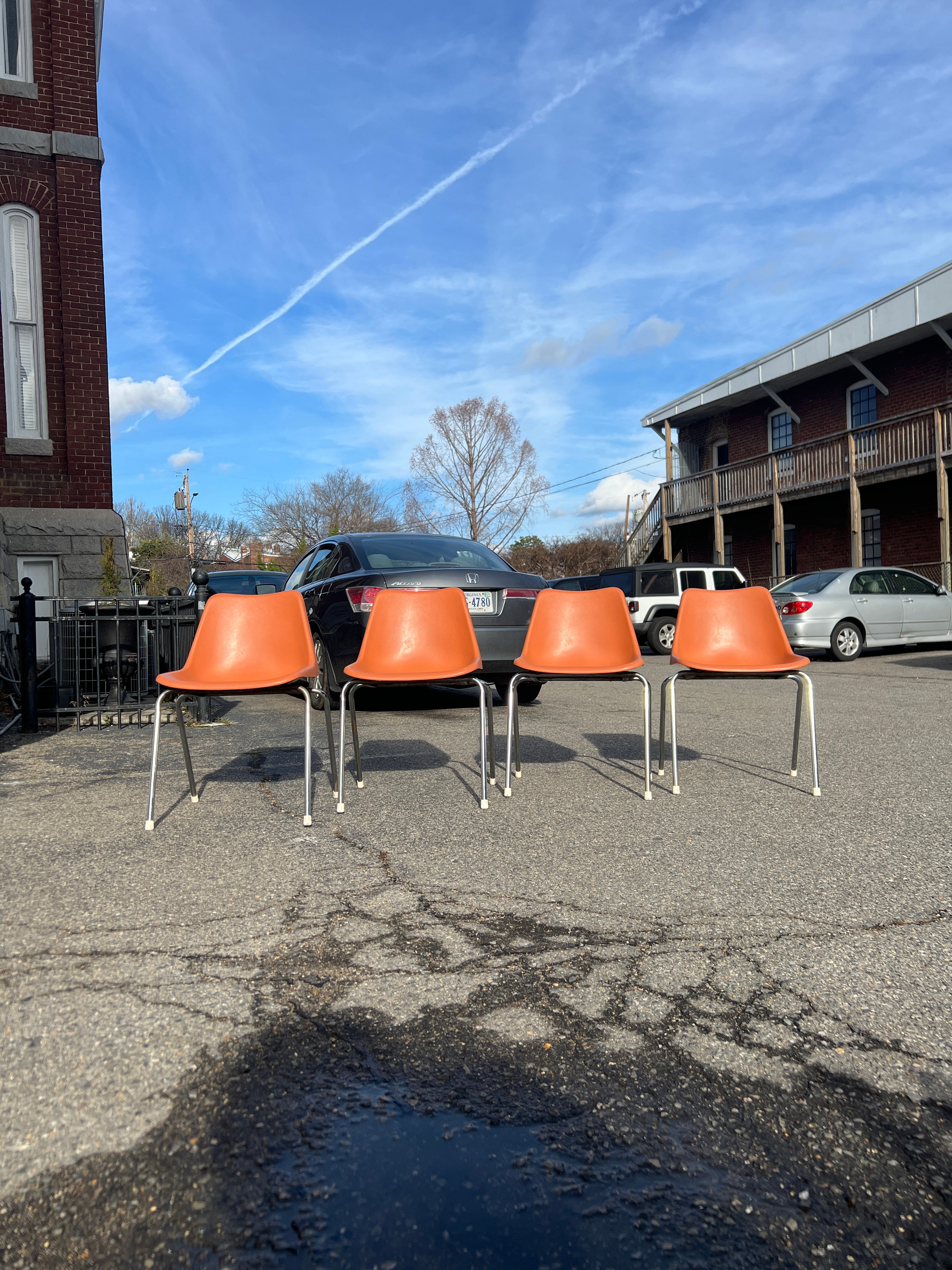 Set of 4 Apricot Moulded Chairs