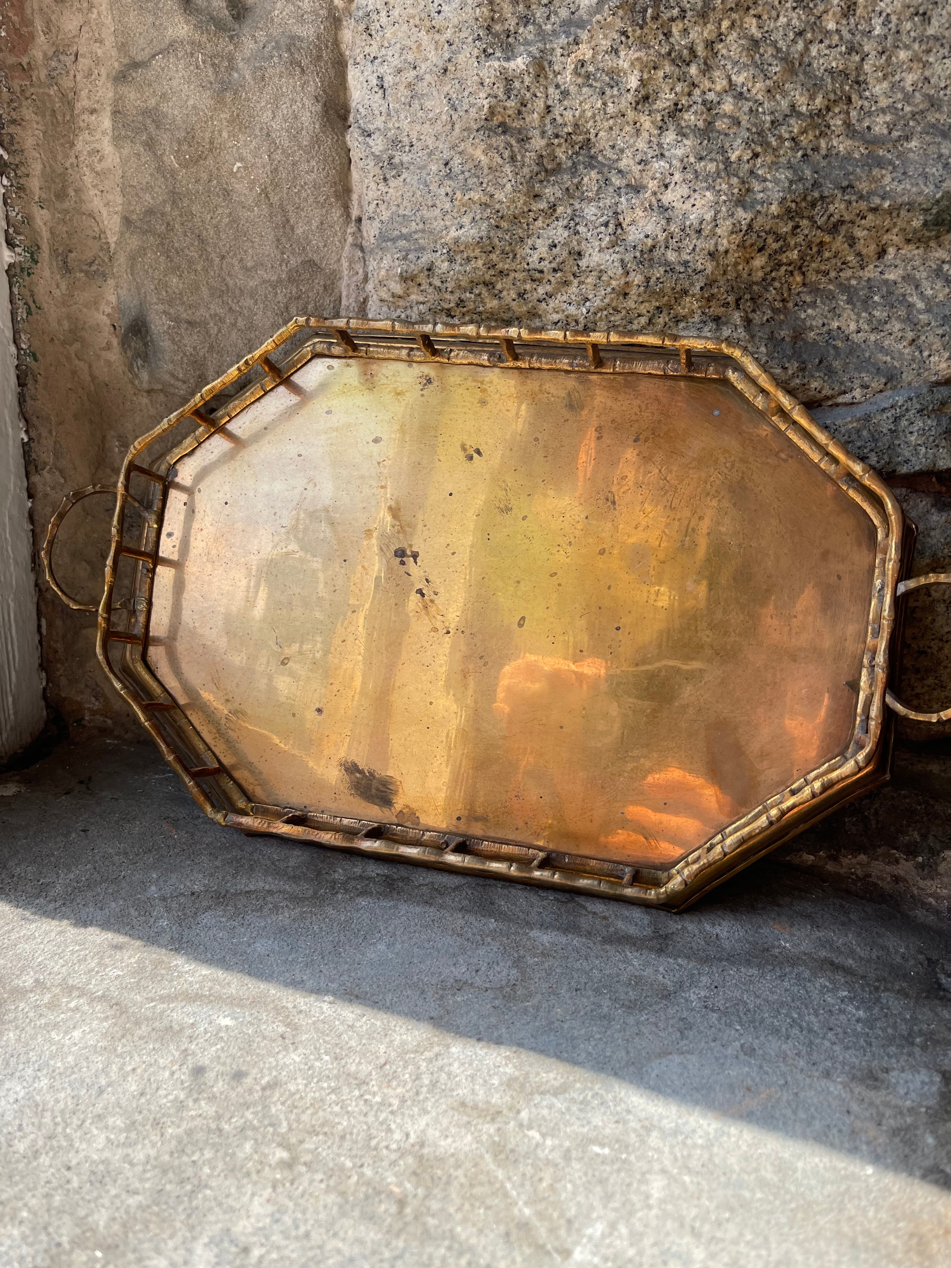 Brass Handled Octagon Tray