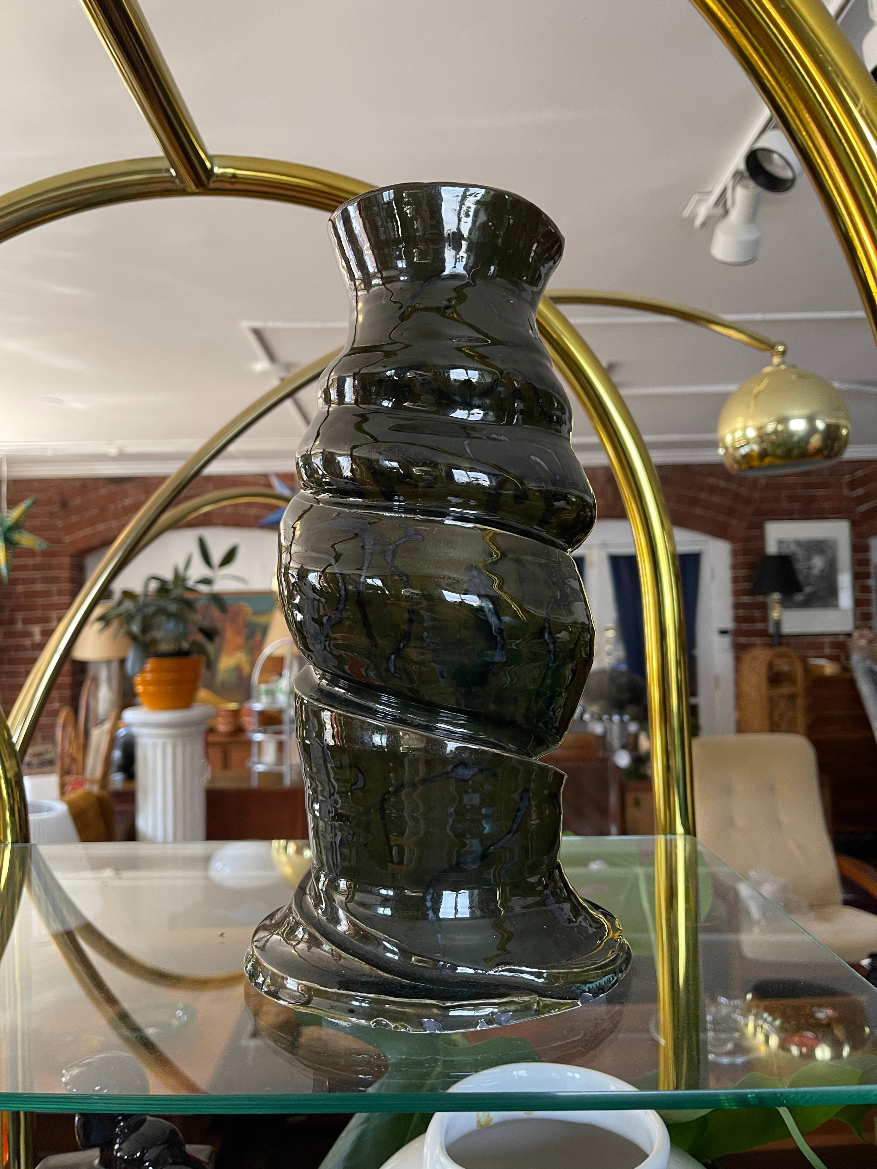 Glazed Large Swirl Vase