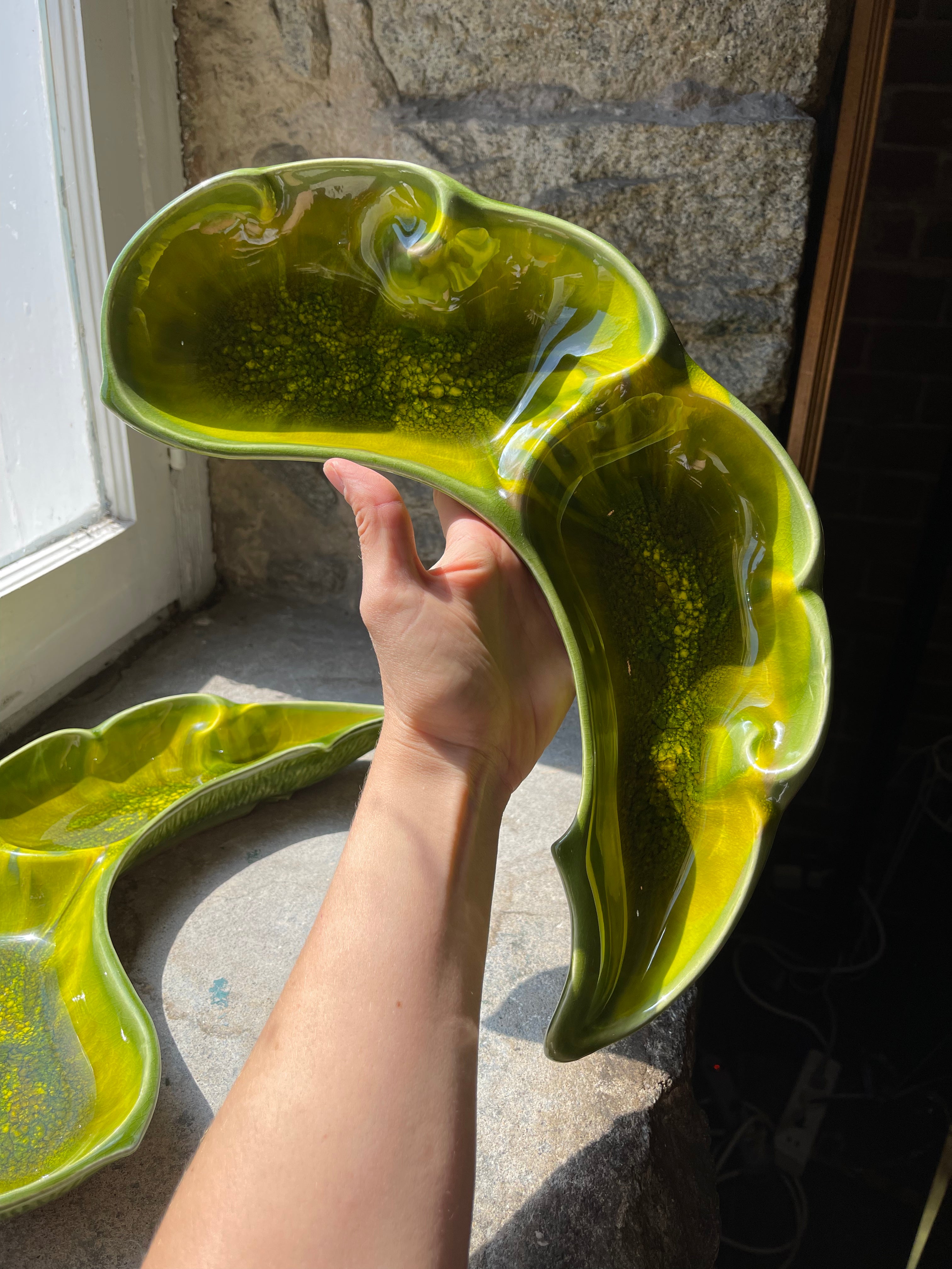 Two Piece Curved Green Wreath Tray
