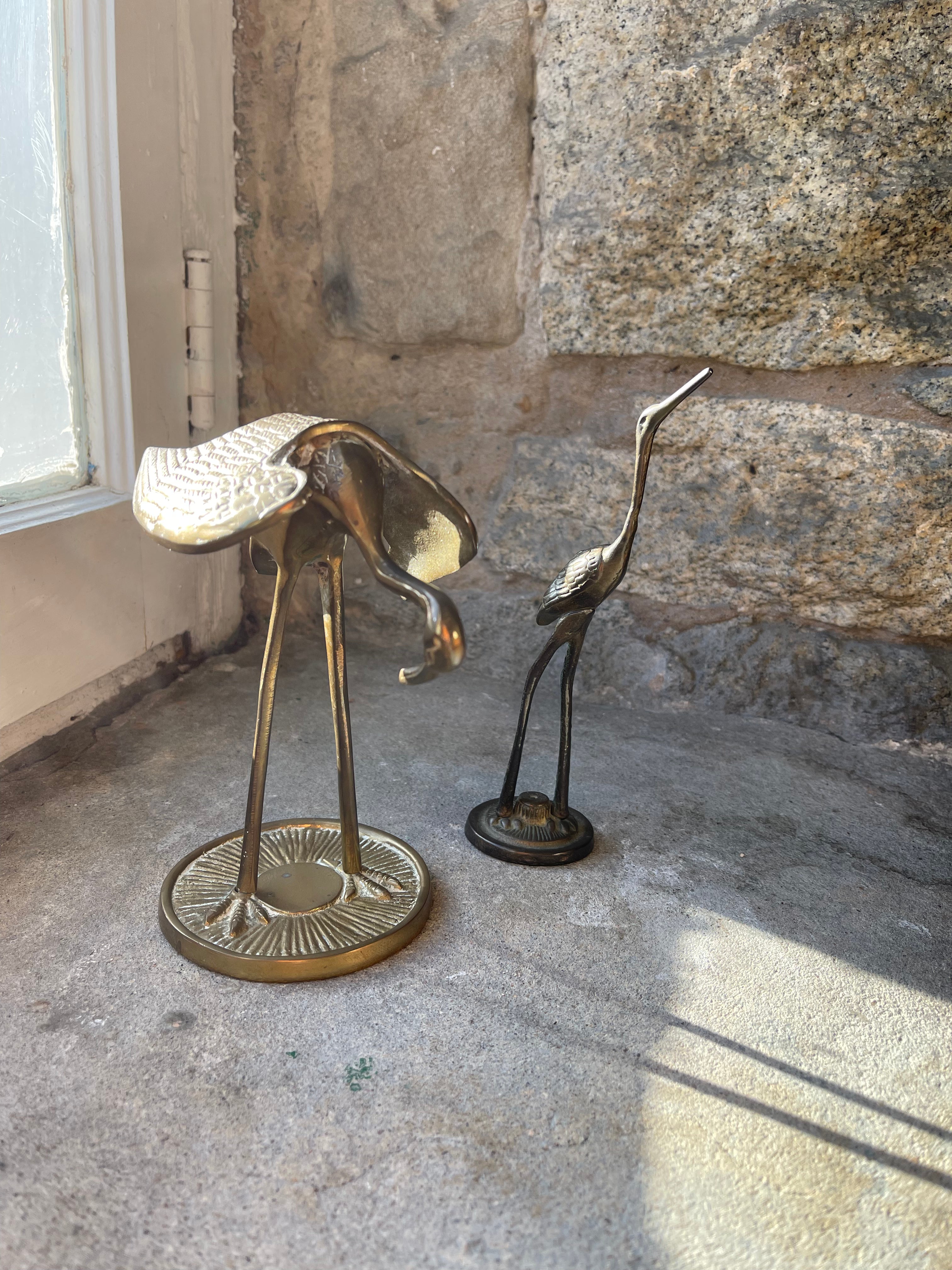 Brass Egret Figurines