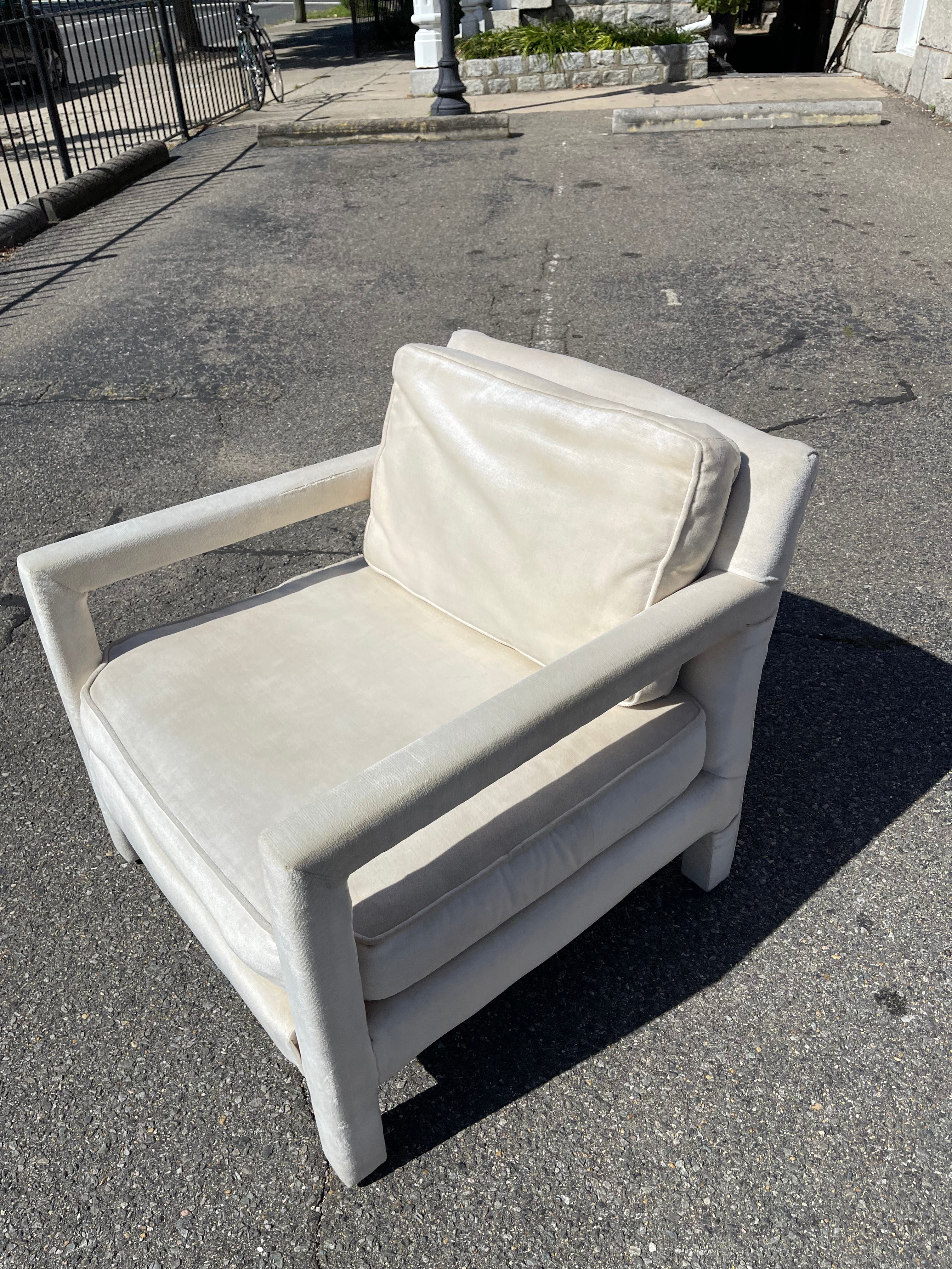 White Velvet Parsons Chair