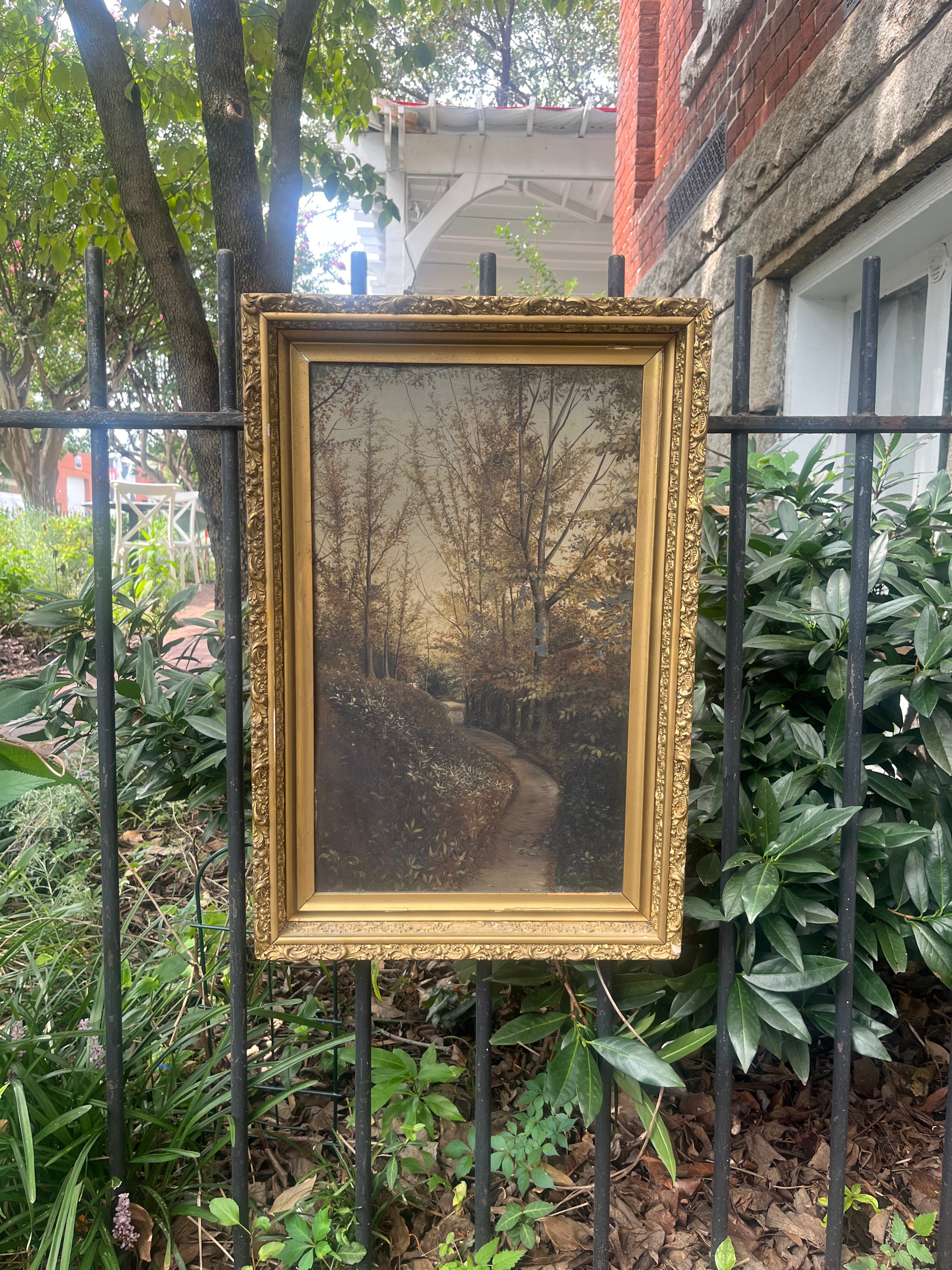 Antique Oil on Tin Landscape