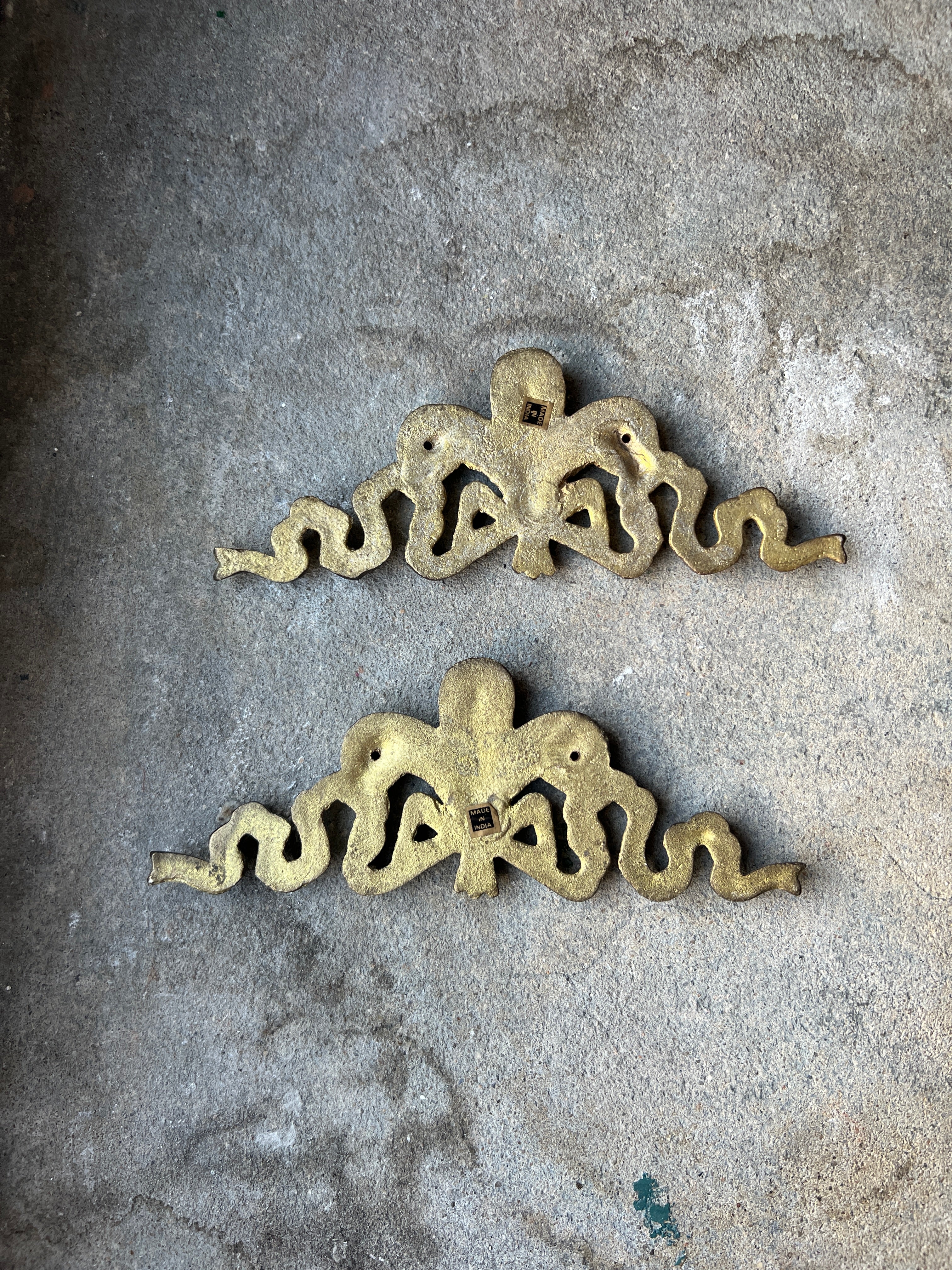 Plumes & Ribbon Brass Wall Pediment
