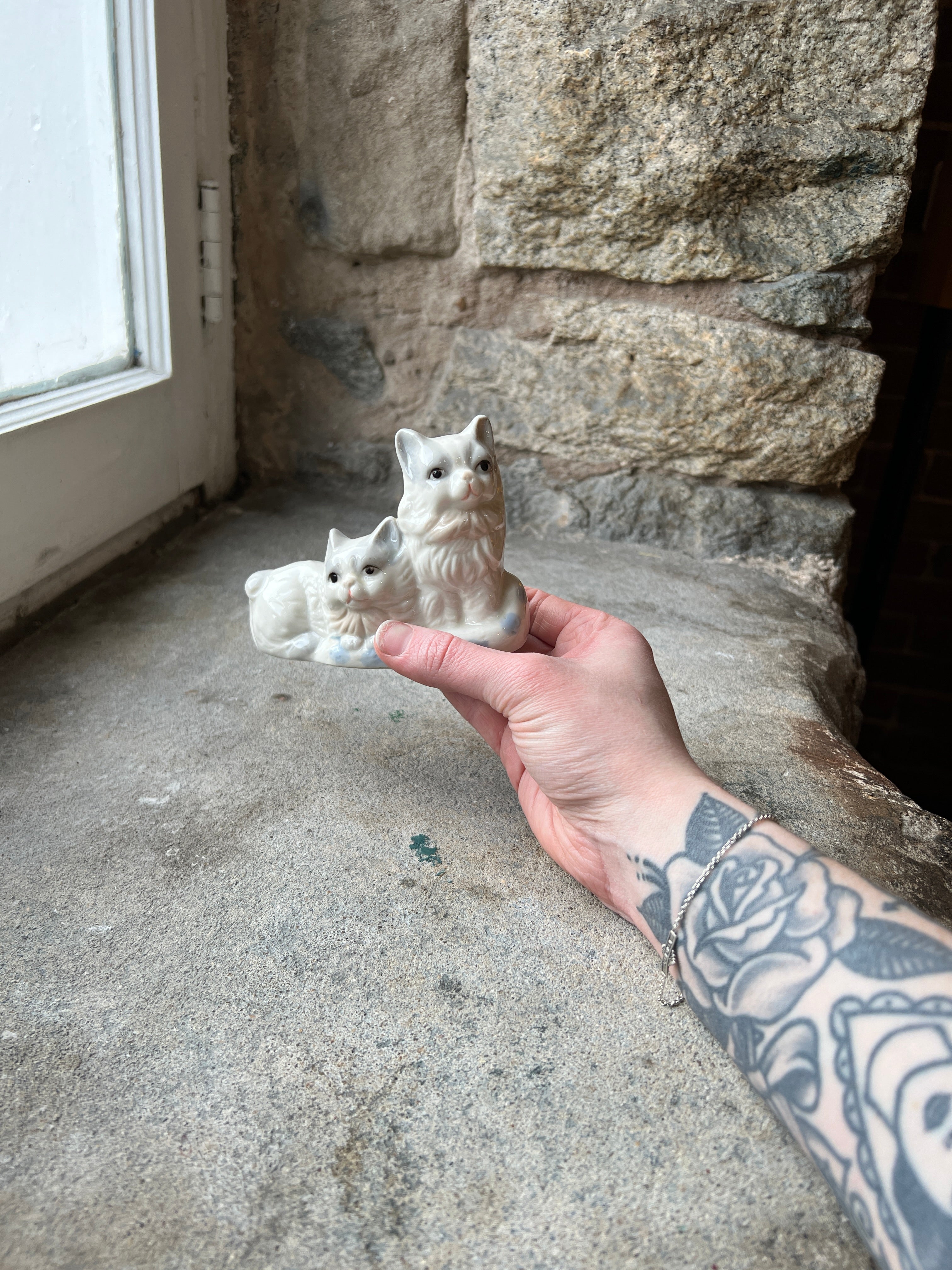 Pair of Ceramic White Cats