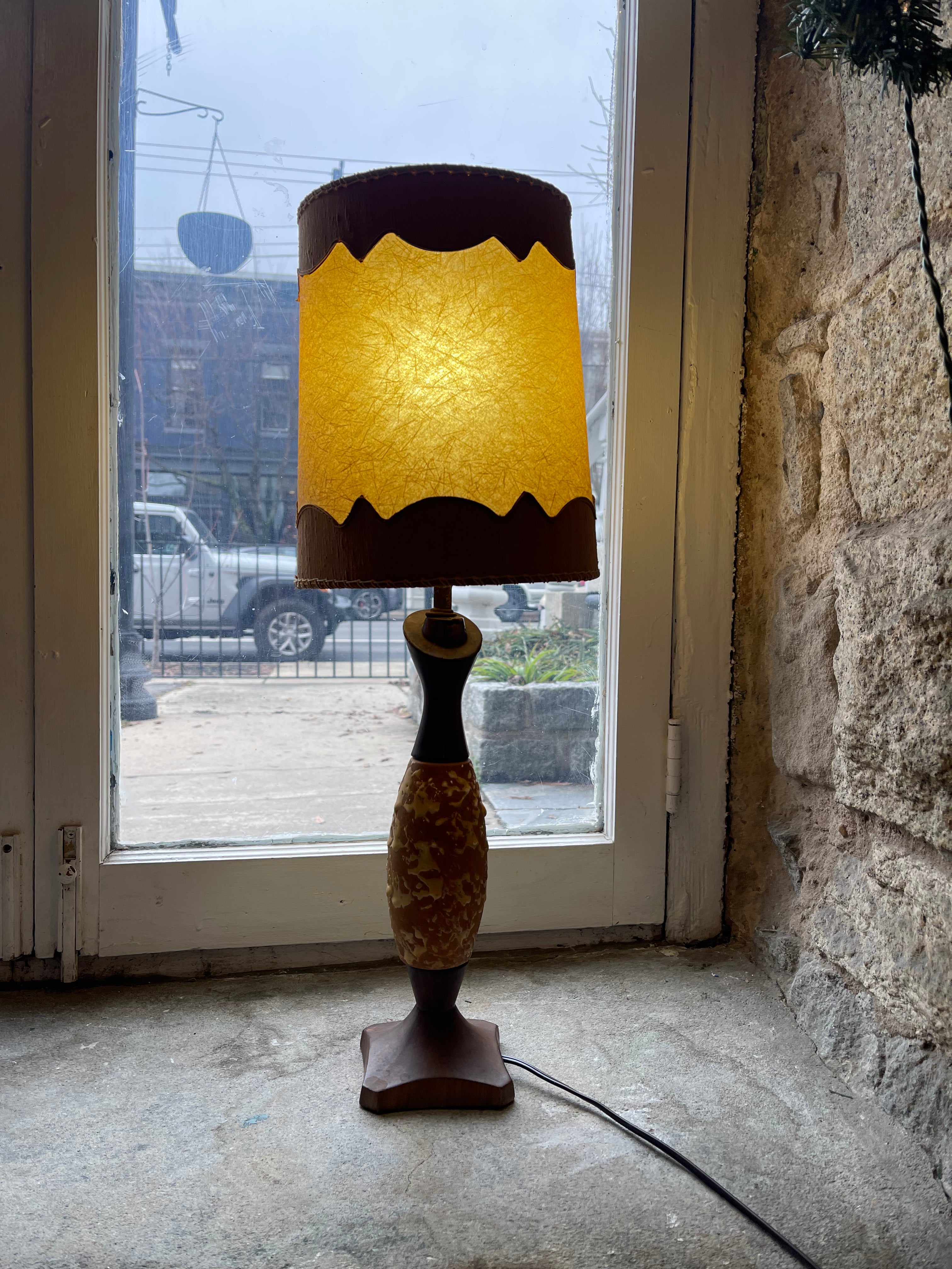Beige & Brown Midcentury Lamp