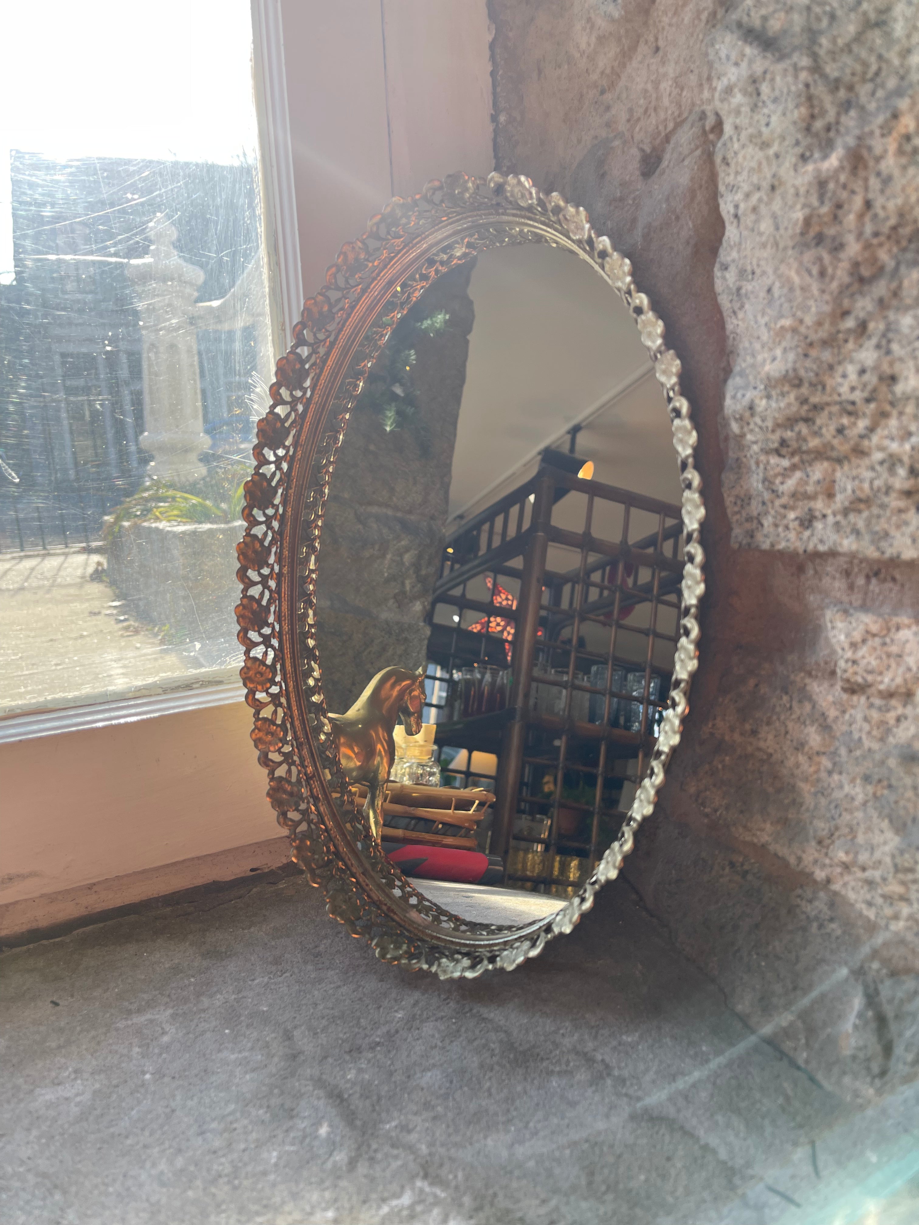 Oval Filigree Mirror Tray