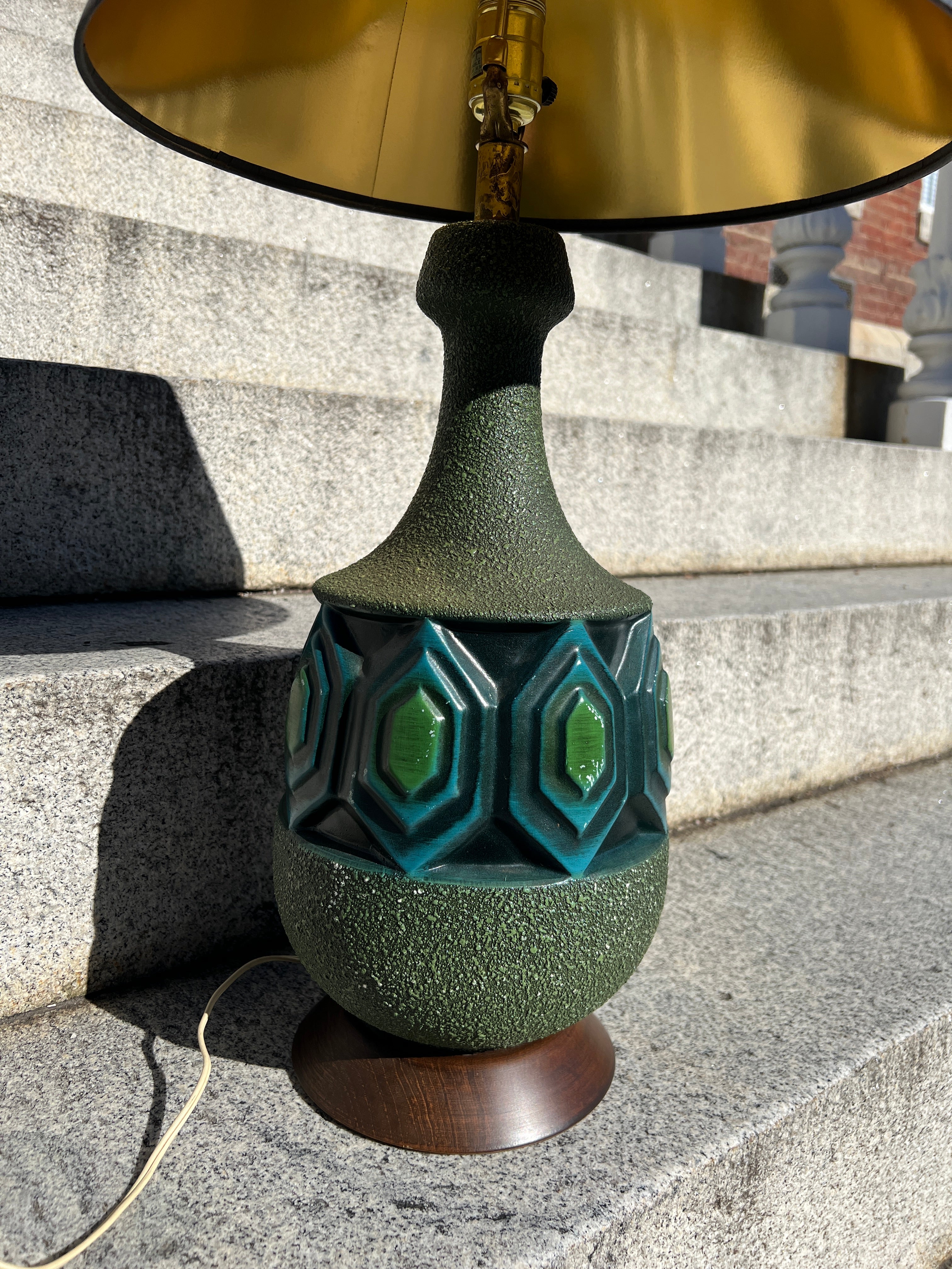 Midcentury Green Geometric Lamp