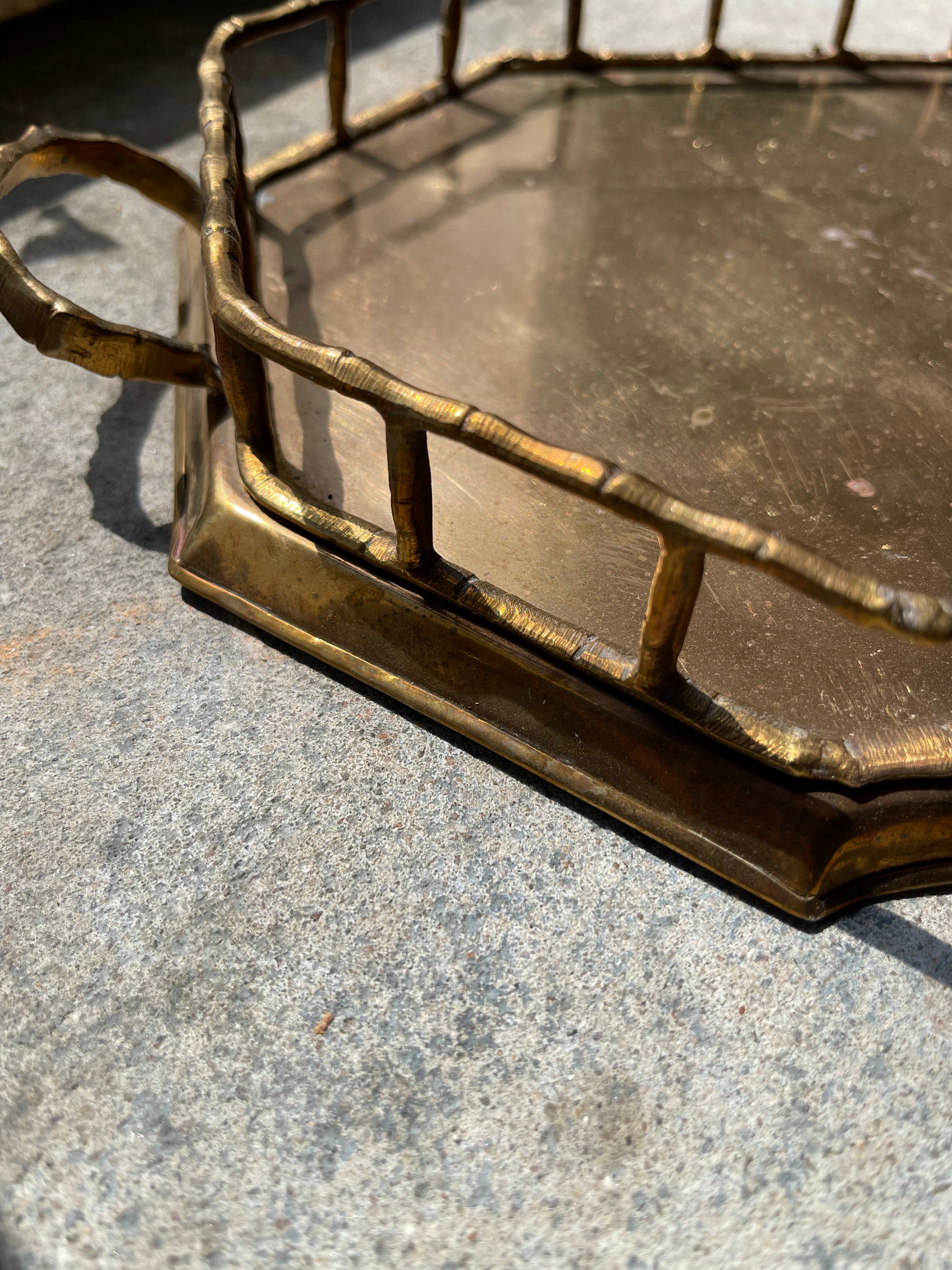 Brass Handled Octagon Tray