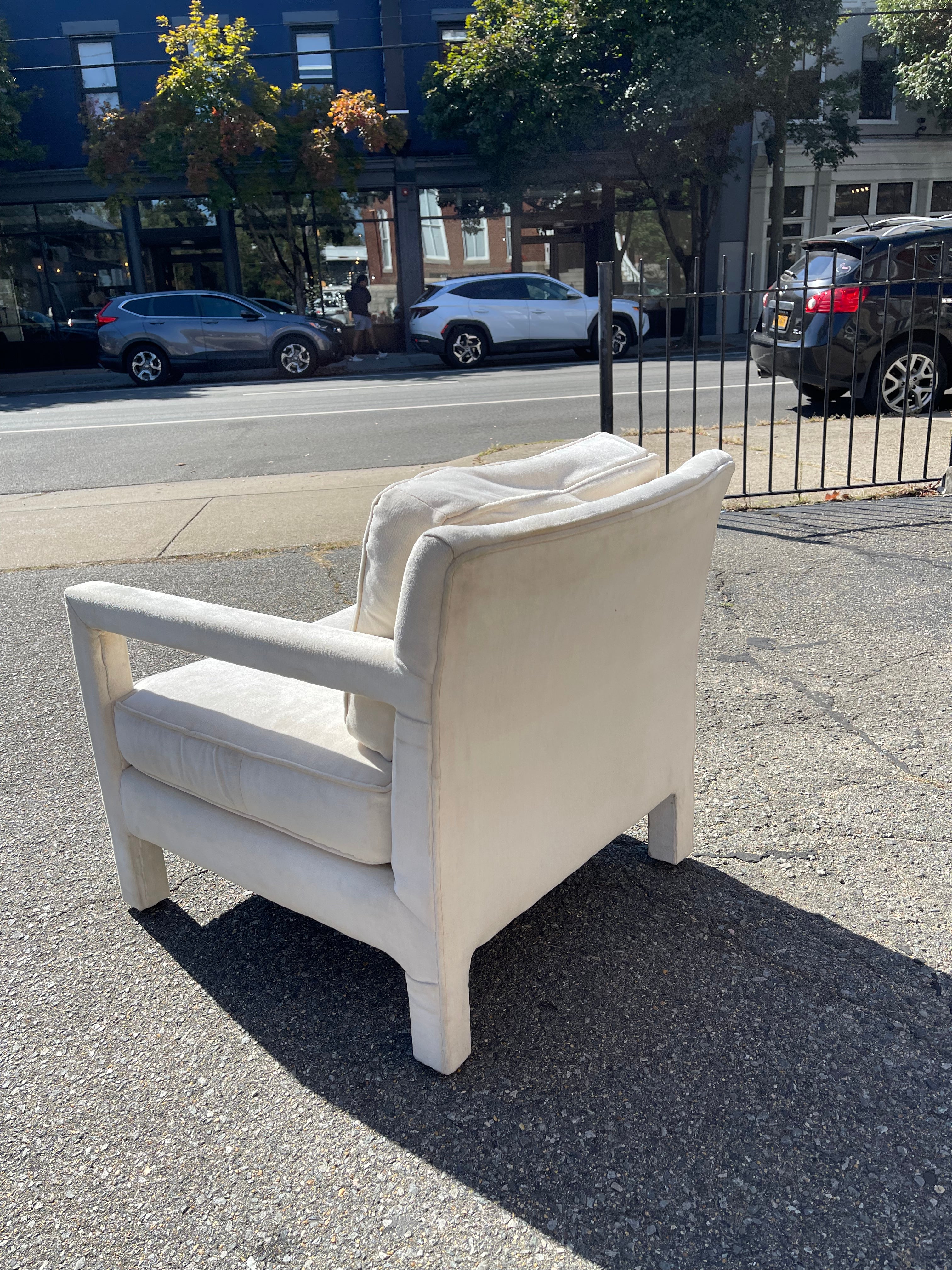 White Velvet Parsons Chair