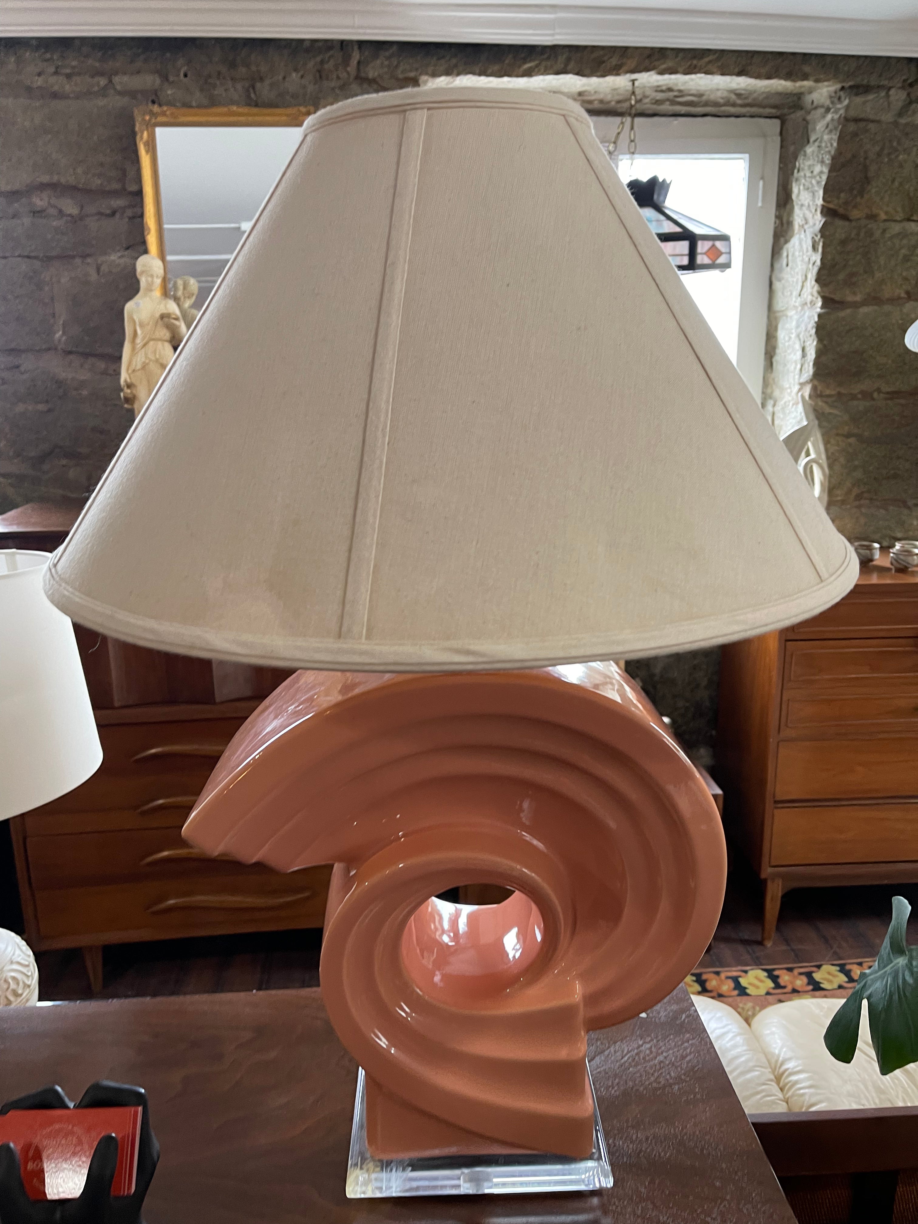 Large Peach Swirl Lamp