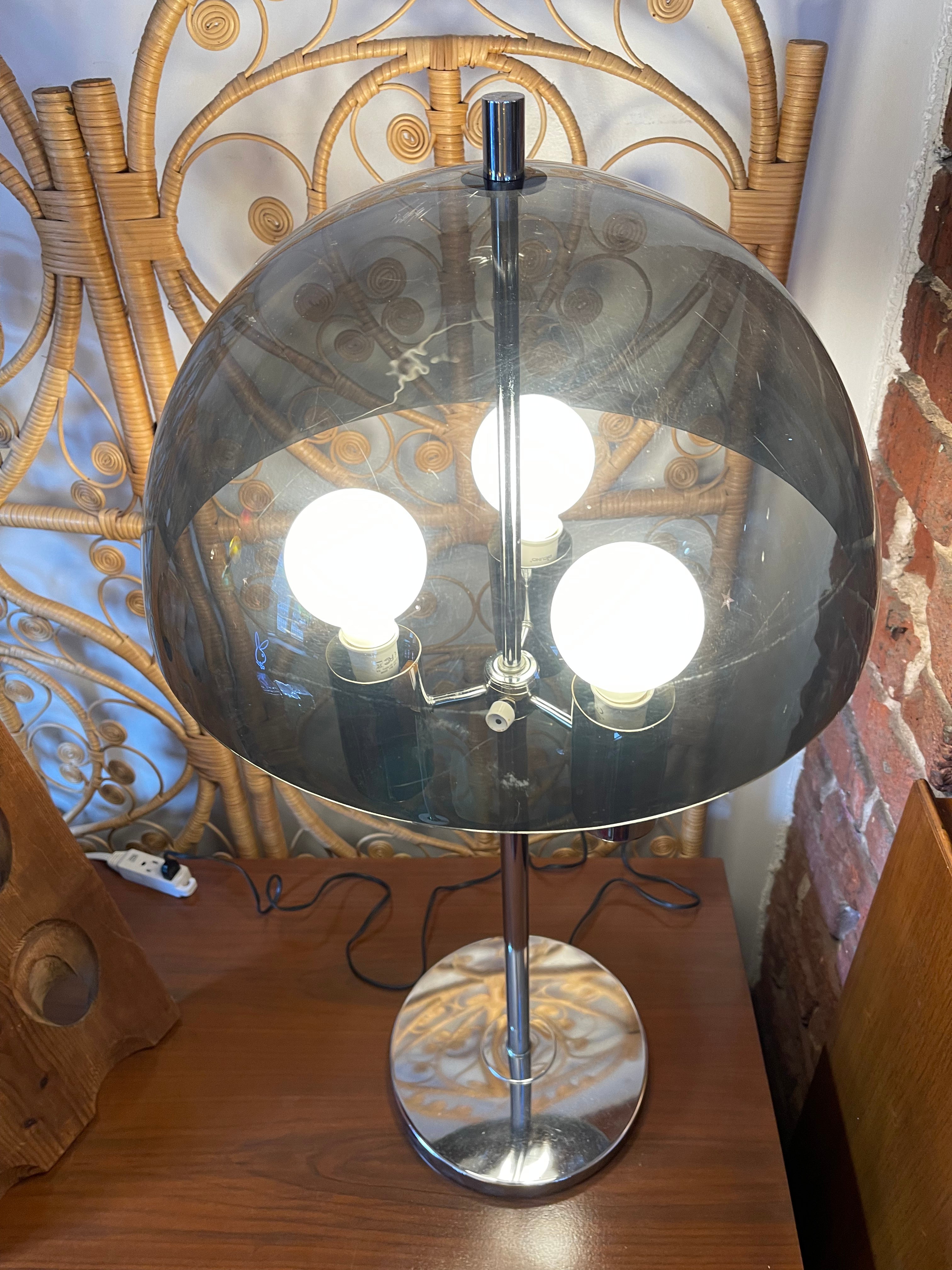 Chrome 3-Bulb Mushroom Lamp