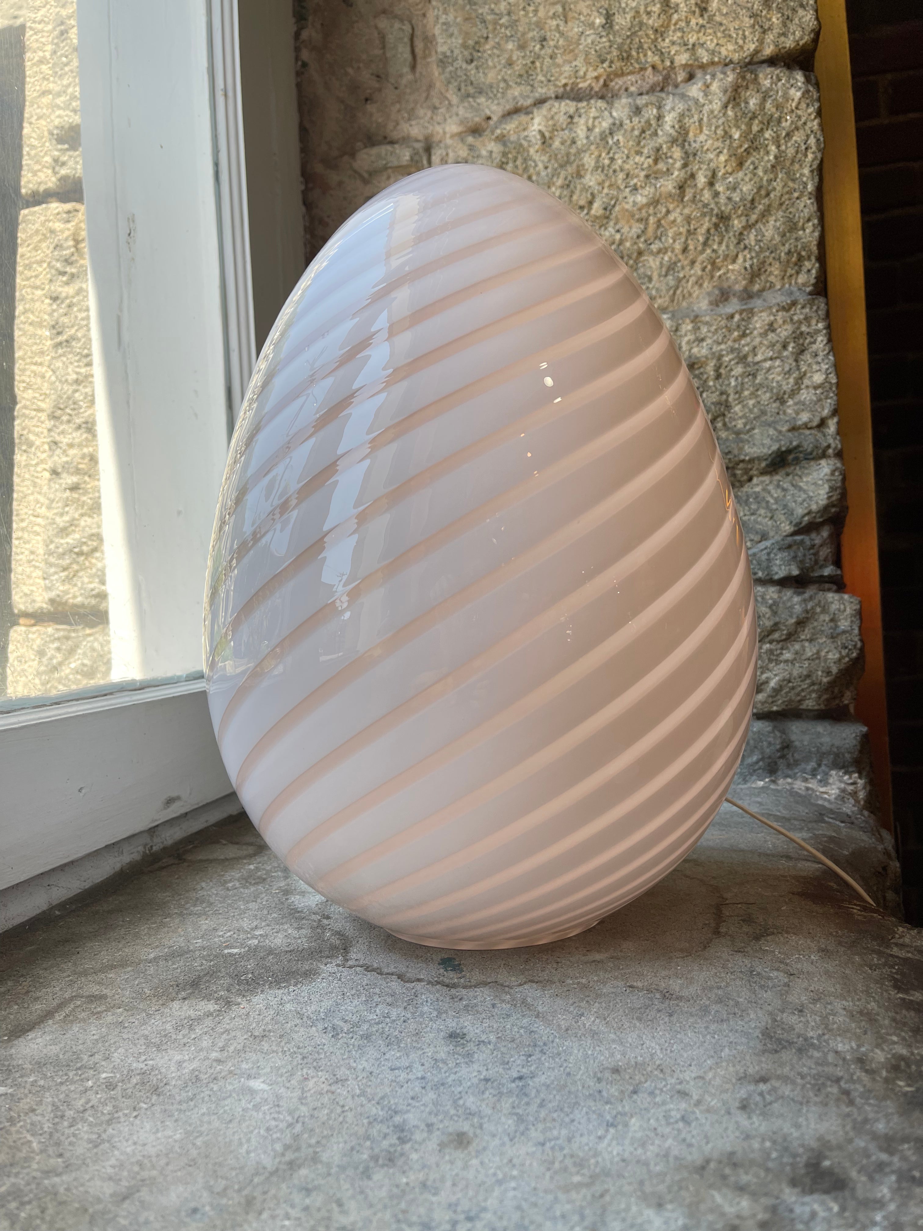 Large Pink Murano Egg Lamp