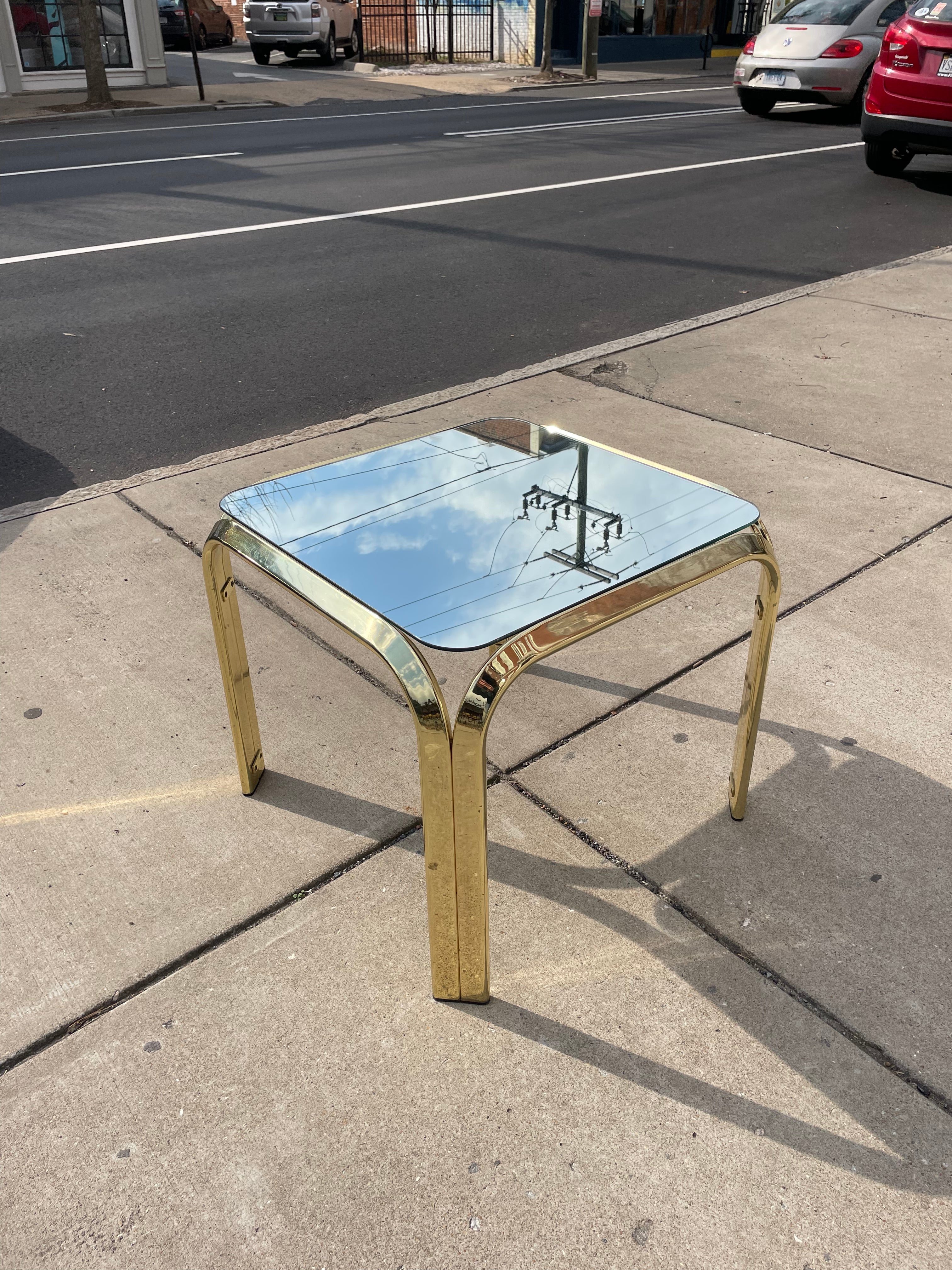 Brass And Mirror Top Side Table