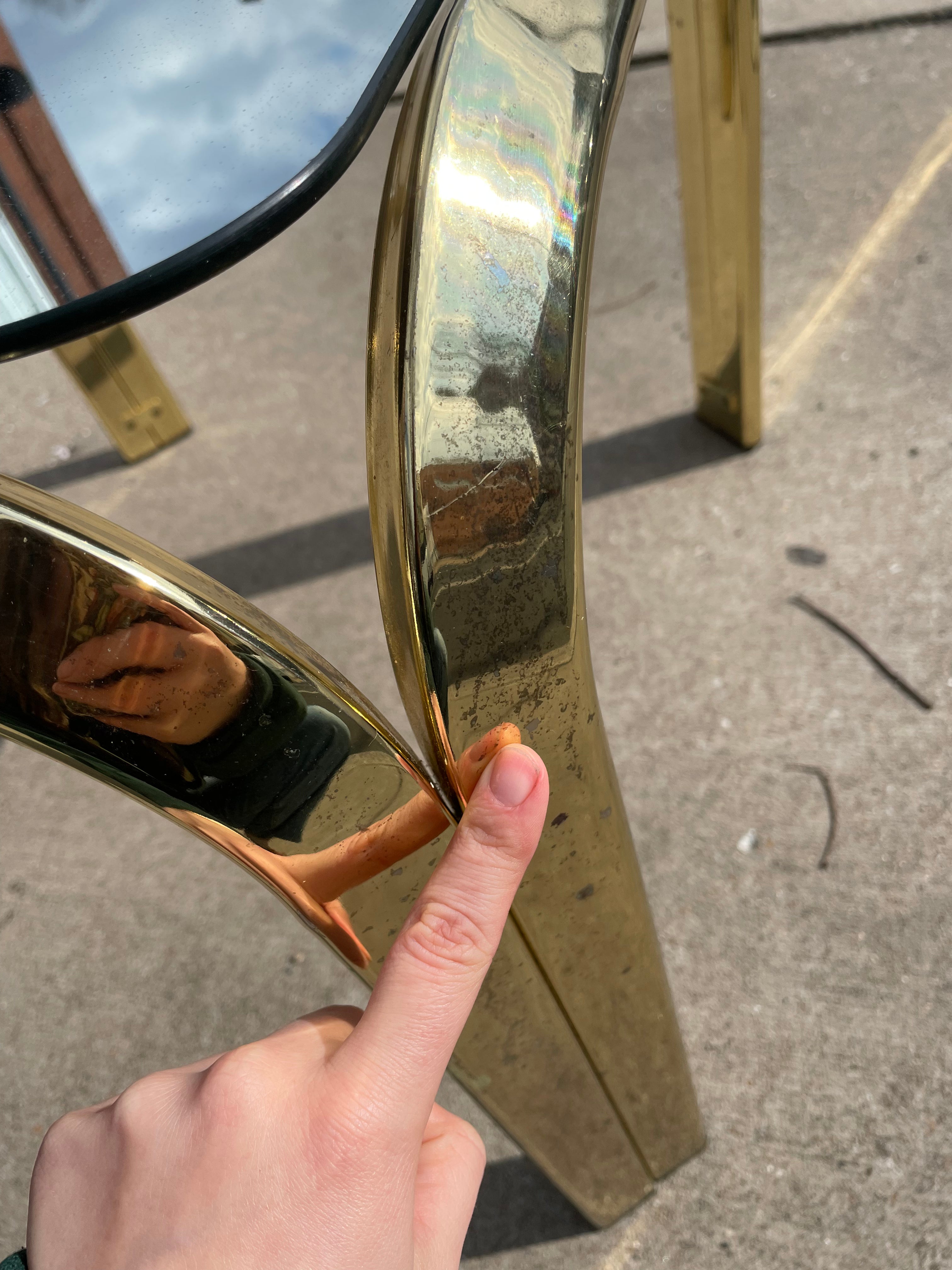 Brass And Mirror Top Side Table