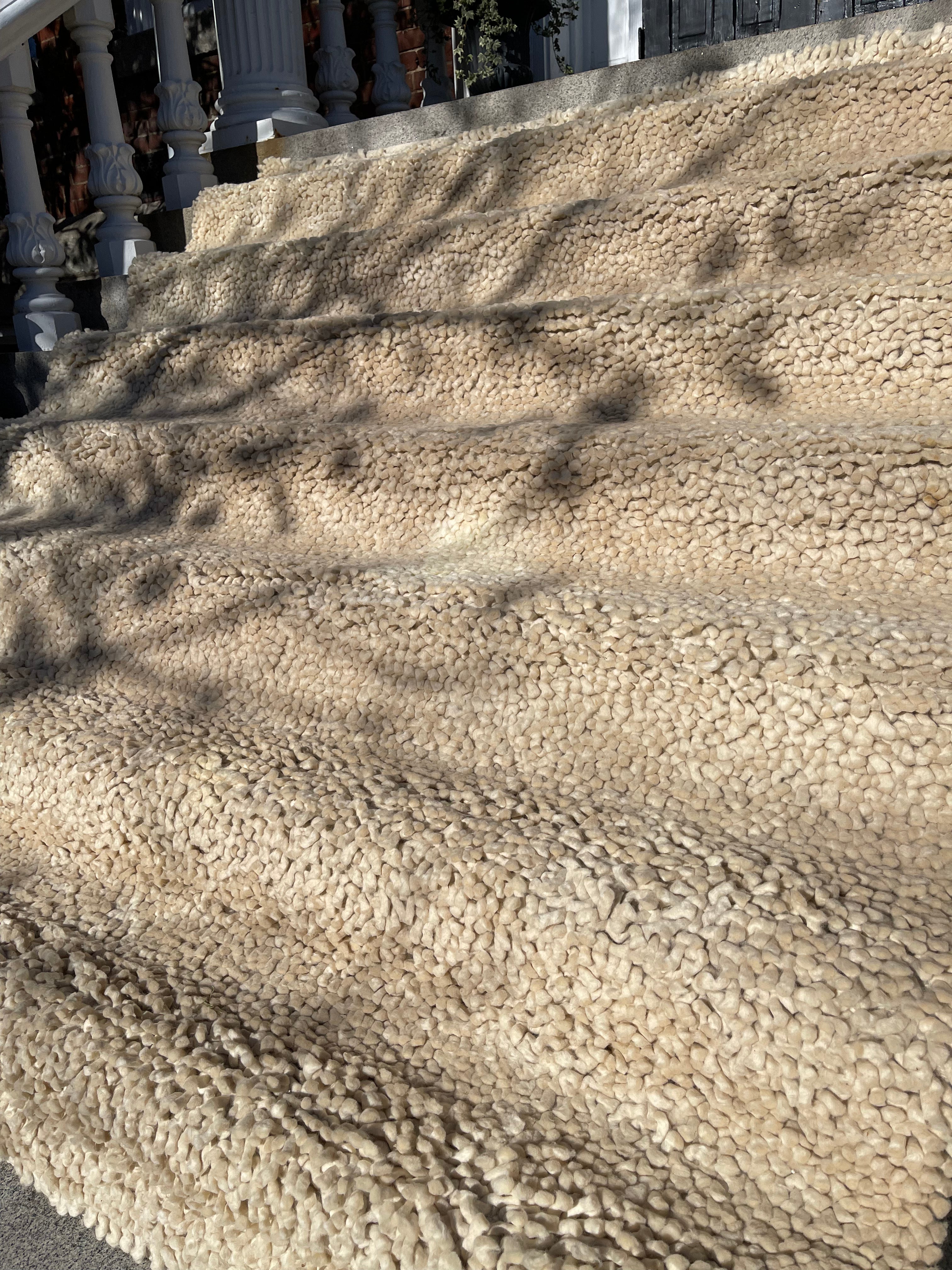 Cream Nubby Tufted Wool Area Rug