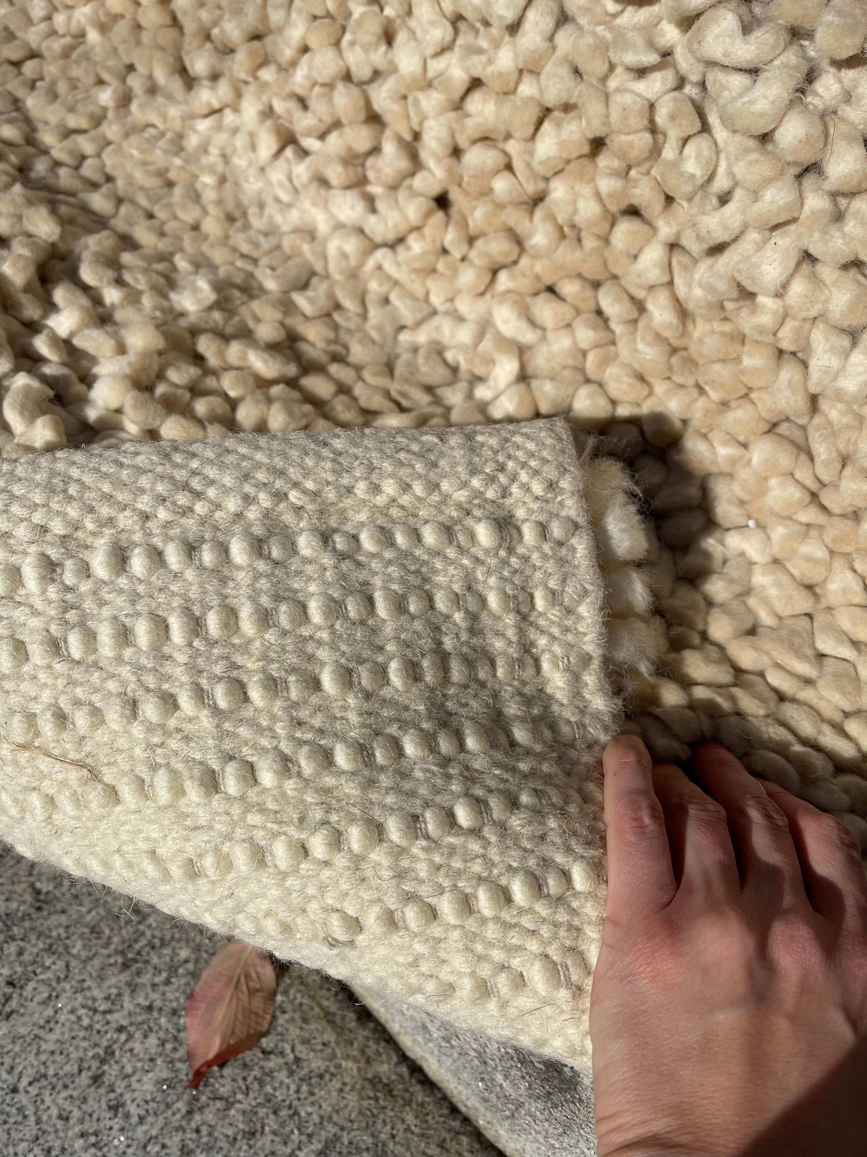 Cream Nubby Tufted Wool Area Rug