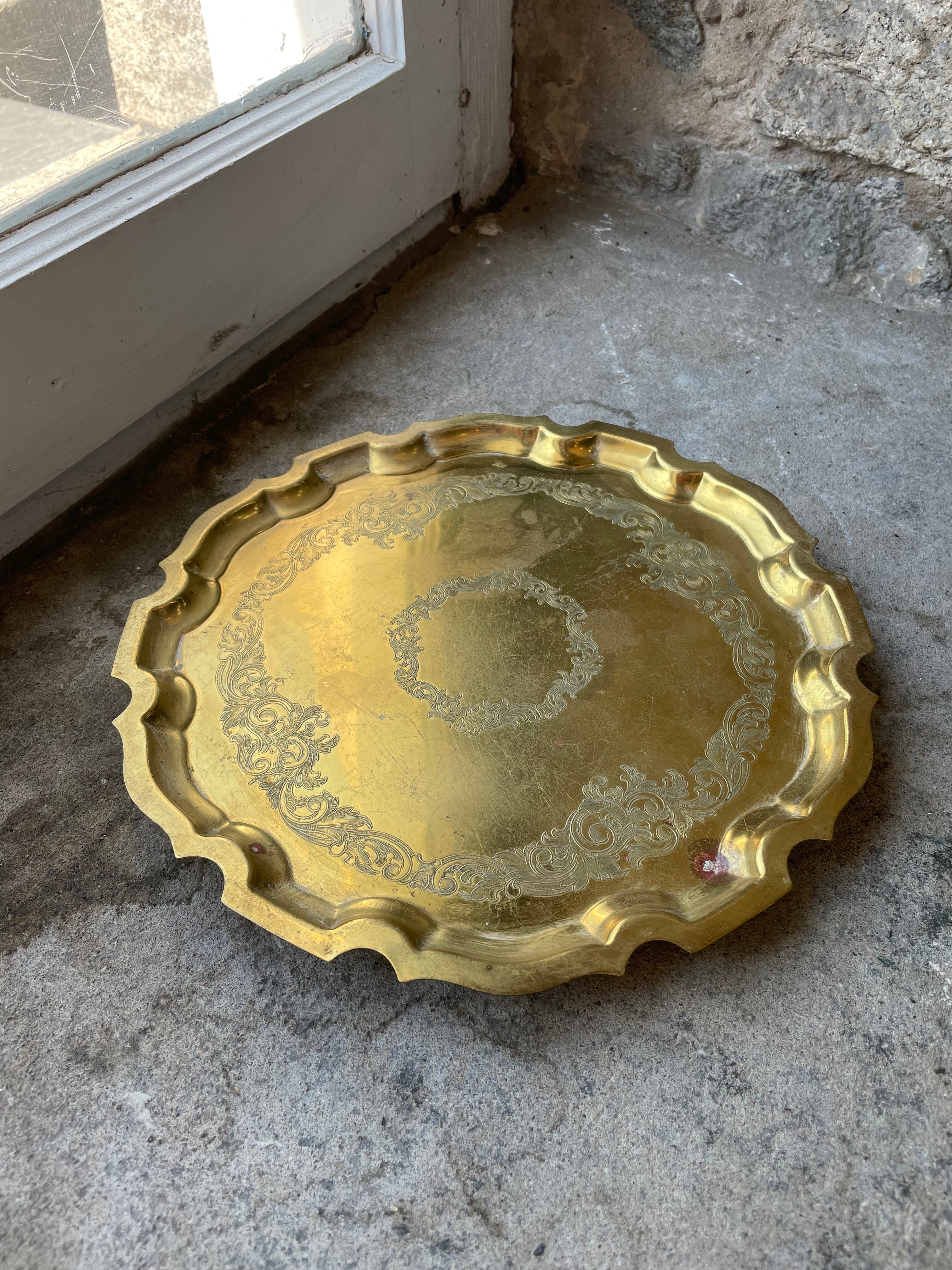 Brass Notched Edge Serving Platter